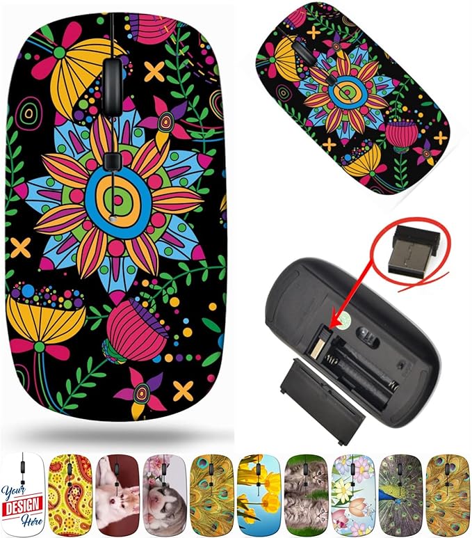 maizi Mouse Chromebook Laptop PC Notebook Mice 8260983 Seamless Floral backgr Portable 2.4G with USB Receiver Printed in USA