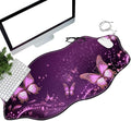 Purple Butterfly Desk Mat Mouse Pad 35.4X15.7 XL Extended Mousepad Huge Mouse Pads with Stitched Edges Desk Pad for Work Game Office Home