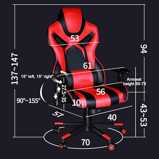 Office Chair Gaming Chair Computer Chair PU Leather Desk Chair Adjustable Swivel Chair Recliner for GamerErgonomic Office Chair High Back Game Chair with Lumbar Support HeadrestGaming Chai
