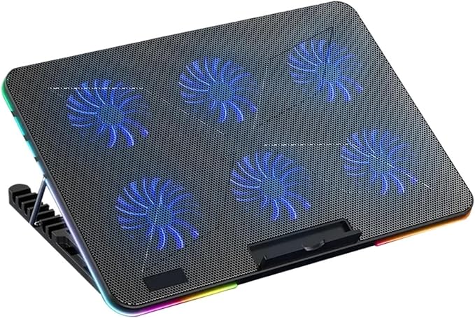Compatible for Laptop Cooling Pad 6 Quiet Fans High-Speed Notebook Base Radiator(10 Light Modes)
