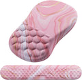 Mouse Pad Wrist Support Laokiiy 2 in1 Keyboard Wrist Rest+ Ergonomic Mouse Pad Non-Slip Wrist Rest for Computer Keyboard Made Easy Typing &amp Relieve Wrist Pain(Rose Gold Pink Marble)
