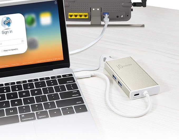 j5create USB C Hub Multi-Adapter Docking Station with HDMI 4K 2X USB 3.1 SuperSpeed Ports Ethernet Power Delivery 2.0 (JCA374)