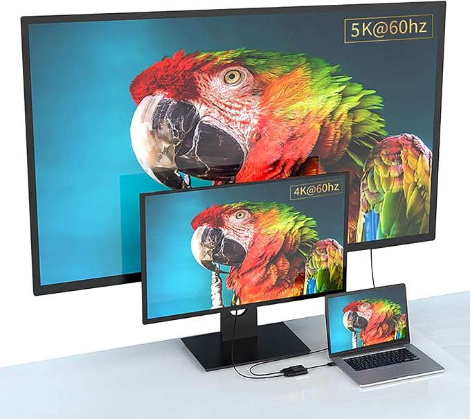 USB3.0 to HDMI+DisplayPort Adapter - HDMI 4K+DP 5K@60Hz Ultra HD - Built-in DisplayLink DL6950 Chip - Extend Screen to Multi-Monitor Compatible with WindowsMac OSAndroidChrome OSUbuntu