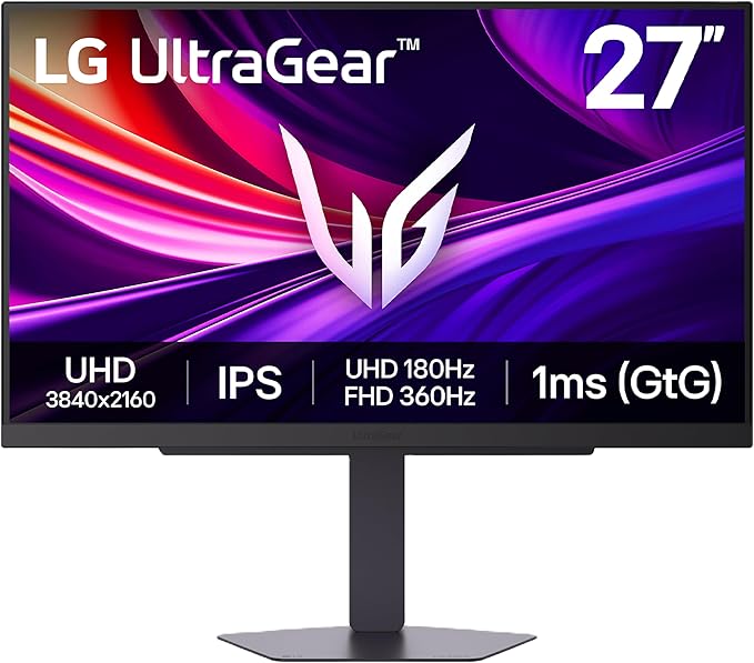 LG 27G810A-B 27-inch Ultragear 4K UHD (3840 x 2160) IPS Gaming Monitor Dual Mode UHD 180Hz or FHD 360Hz 1ms NVIDIA G-Sync AMD FreeSync Premium VESA DisplayHDR 400 HDMI 2.1 Black