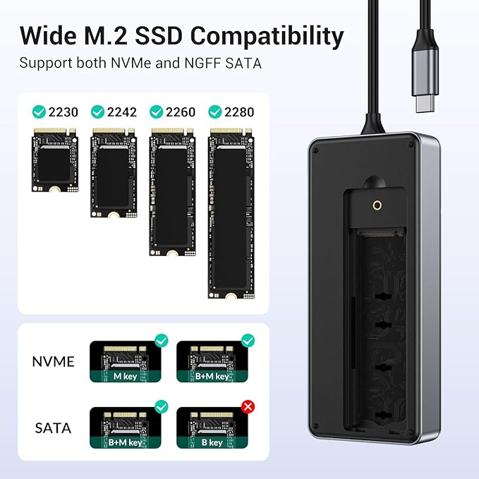 GiGimundo GM28P M.2 NVMe SSD Docking Station - 10Gbps Multi Ports Portable USB-C Hub PD100W HDMI 4K 60Hz SD Card Reader M.2 Dock for Laptop Mac Black