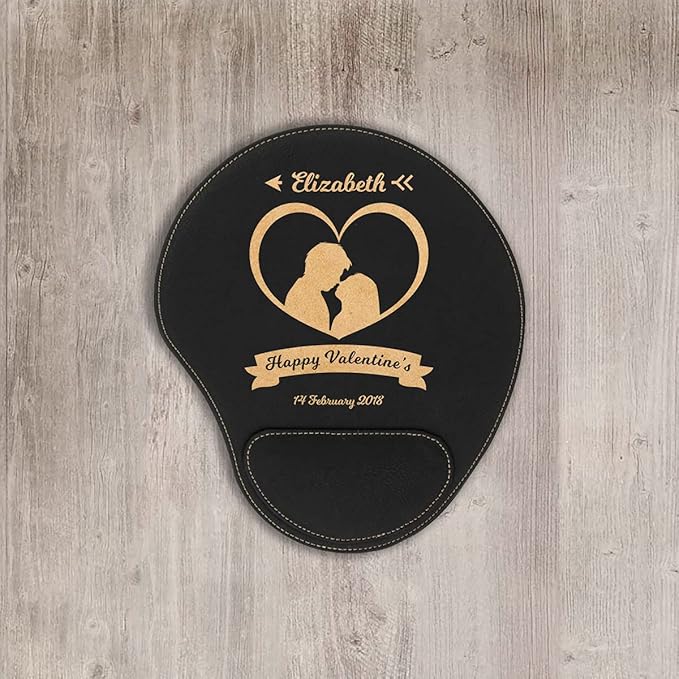 Personalized Valentines Day Leather Mouse Pad Customized Valentines Day Mouse Pad with Wrist Rest Support
