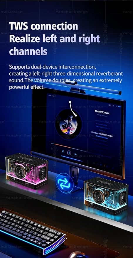 Bluetooth Speaker Ultra Heavy Bass 45W RGB Light Cyber Mechanical Industrial Style Bluetooth 5.3 Wireless Stereo Sound Speaker Subwoofer for Indoor and Computer Room (Black)
