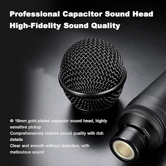 Handheld Condenser Microphone Professional Mic 48V Phantomes Power for Live Streaming Recording Performance Zinc Alloy Body with 300cm XLR Cable