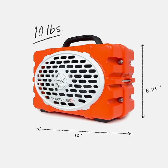 Turtlebox Original Gen 3: Portable Outdoor Bluetooth Speaker – Ultra-Loud (120dB) Waterproof (IP67) Rugged Impact-Resistant 3-Day Battery | Party Mode: Unlimited Pairing for Stereo Sound Orange