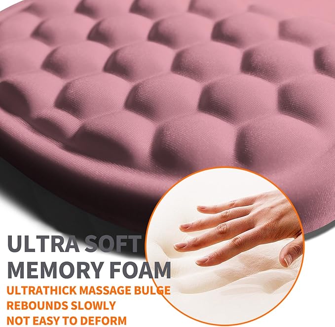 Ergonomic Joint Wrist Support Mouse Pad with Memory Foam Cushion Massage Bump Carpal Tunnel Pain Relief Mousepad Slope Design for Wrist Rest 11.8x7.9 in RosyBrown