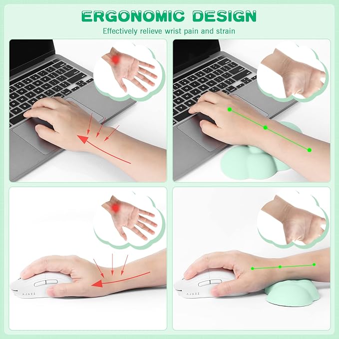 ATTACK SHARK 4 in1 Cloud Mouse PadKeyboard Wrist RestMouse Wrist Rest Supportand Leather Coaster Set with Office Desk MatNon-Slip PU Desk Pad Memory Foam Ergonomic Pain Relief for Office and Home