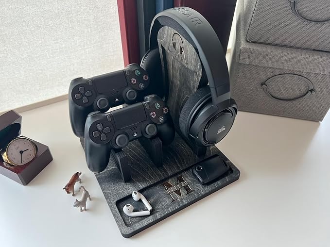 Headphone Stand Game Controller Holder Controller Holder for Xbox ONE/Xbox 360/Switch/PS5/STEAM/PC/Nintendo Gaming PC Accessories (Stone Colour Personalised Top&ampBottom)