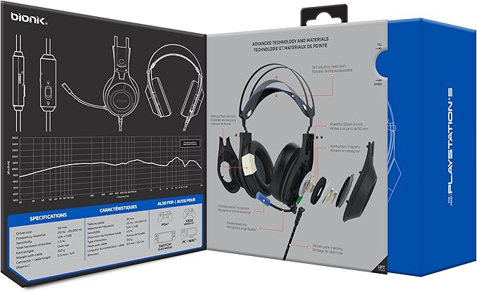 Bionik Sirex Gaming Headset with Mic for PS5: 50MM Drivers Memory Foam Mute Switch Adjustable Head Beam PS4/Xbox Series XS/Nintendo Switch OLED/PC/Mac