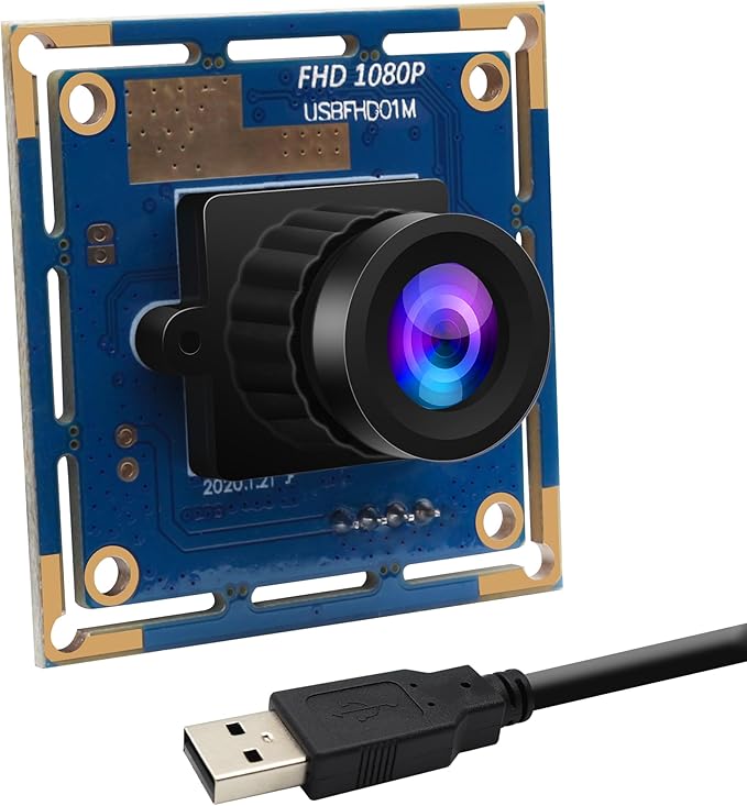 Magnolia 2MP 1080P USB Camera Module 30/60/120FPS High Speed Wecam 2.1mm Wide Angle Fixed Focus Lens Mini Indutrial Camera Plug and Play for CNC Monitoring/Defect Detection/Machine Vision