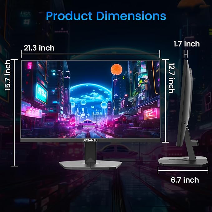 SANSUI 24 Inch Gaming Monitor 180Hz DP 1.4 &amp HDMI 2.0 Ports High Refresh Rate Computer Monitor Racing FPS RTS Modes 1ms Response Time 110% sRGB (ES-G24F4 HDMI Cable Included)