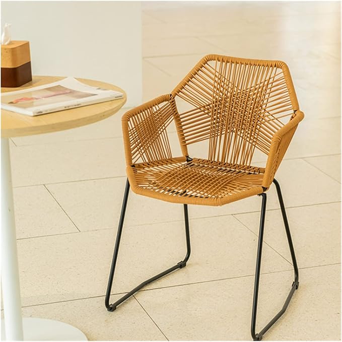 Adjustable Office Computer Chair with Armrest Outdoor Lounge Chair Coffee Chairs Dining Chairs Balcony Chair(Ore Yellow)