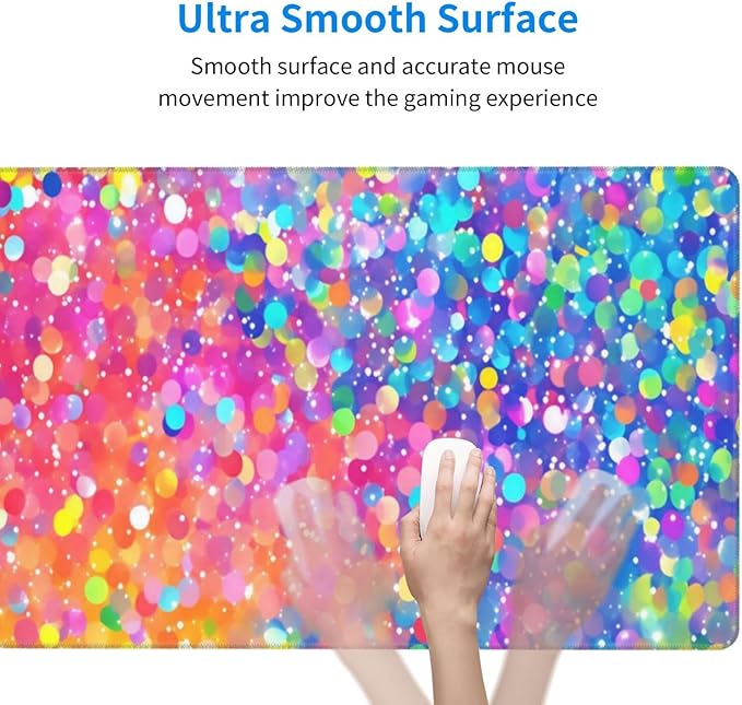 Vibrant Sparkling Crystals Desk Cover MatExtended Large Mouse PadComputer Laptop Mat Desk Decor for Office Game Home 30x16 Inch