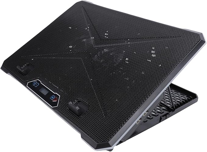 Laptop Cooling Pad RGB 10 Lighting Modes Ergonomic Design 8-Level Height Dual USB Ports for 12-19 Inch Laptops Supports Phone Stand Built from ABS and Aluminum (14 Fans)