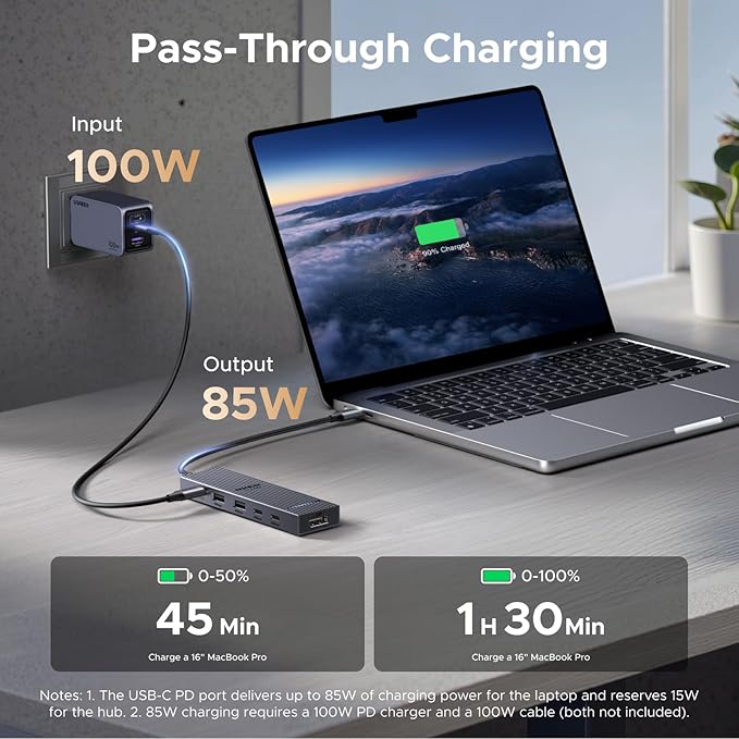 UGREEN Revodok Pro 6 in 1 USB-C Hub to DisplayPort 4K 60Hz 100W Power Delivery 10Gbps USB-A and USB-C 3.2 for MacBook Pro/Air iPad Pro Thinkpad Rog Ally and More.
