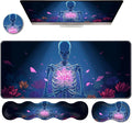 Ergonomic Keyboard Wrist Rest &amp Mouse Pad Wrist Rest SetXL Gaming Desk Mat 31.5x 11.8Non-Slip BaseMemory FoamEasy Typing Pain Relief for Office &amp HomeSkeleton with Glowing Lotus