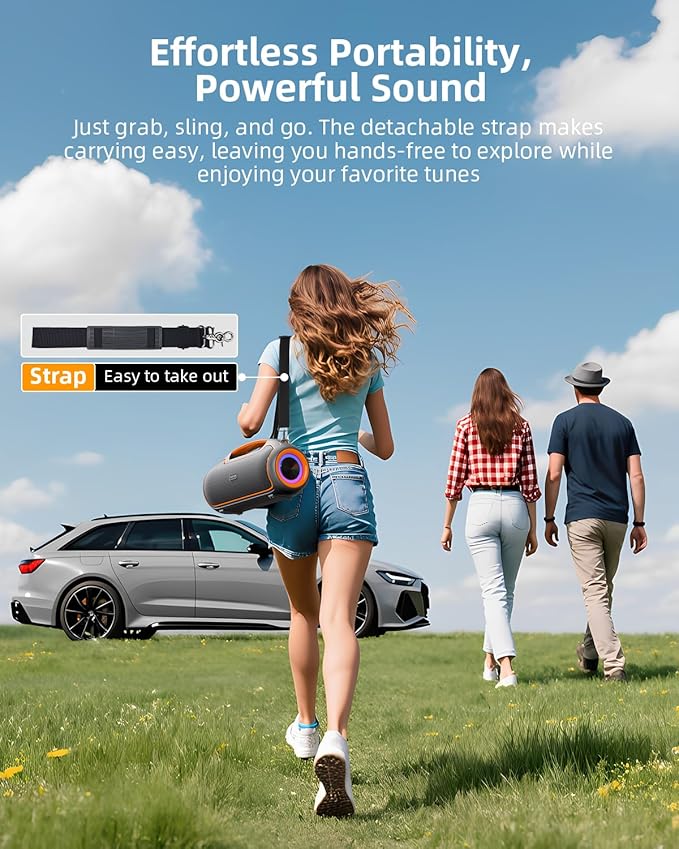 Upgrade Portable Bluetooth Speakers Wireless 200W MAX Loud Powerful Speaker w/Deep Bass IP65 Waterproof/ BT5.4 for Outdoor Party Camping Tailgating Beach Large Workshop Garage 24H Playtime