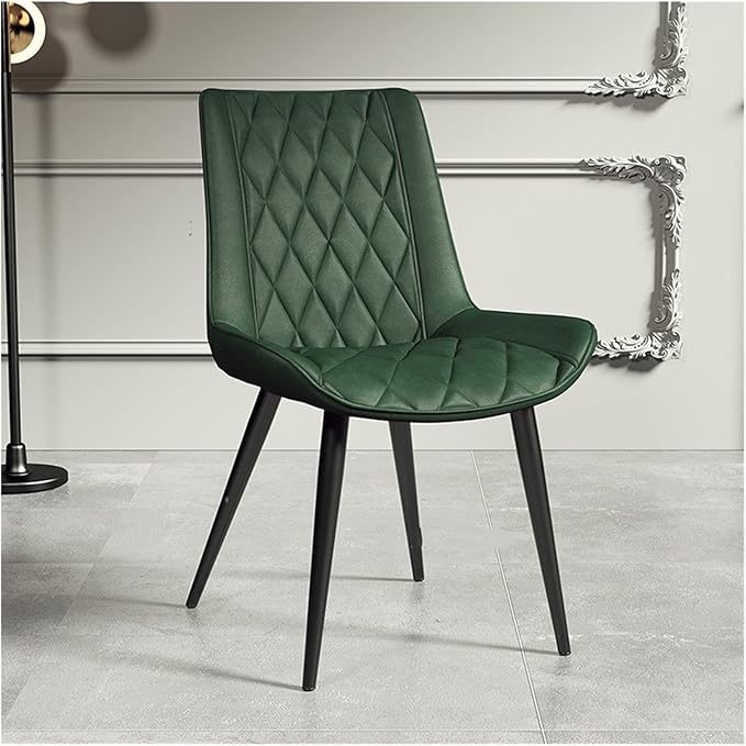 Adjustable Office Computer Chair with Armrest Leather Dining Chairs Living Room Household Stool Foot Backrest Dining Chair(Green-Black)