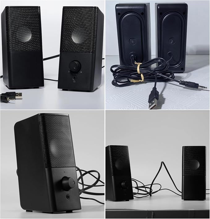 H21 Classic Computer Speakers for Desktop PC Full Stereo Sound USB-Powered Gaming Speaker with 3.5mm Aux Multimedia for Laptop/Desktop/Tablets/Phone(Black