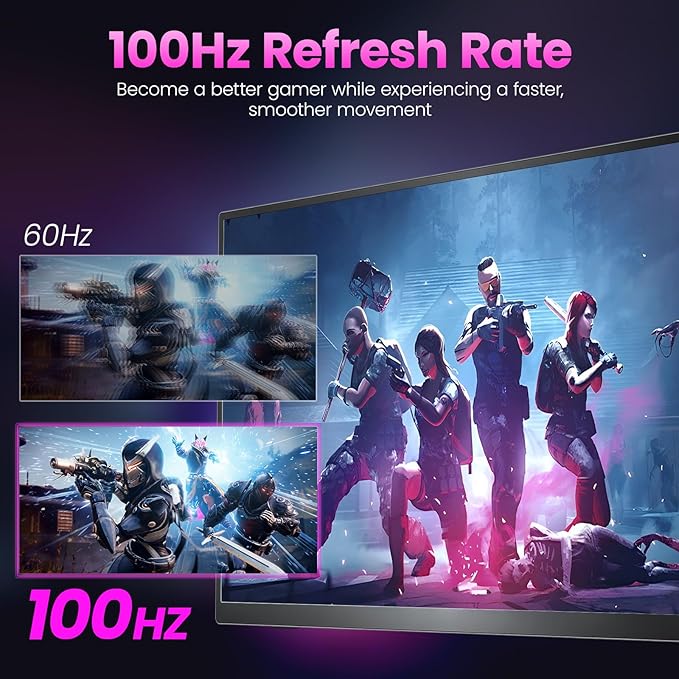 Portable Monitor 18.5 inch FHD 130% sRGB 100Hz HDR HDMI USB-C Travel Monitor for Laptop MacBook PC Surface PS5 Xbox Large External Display with Cover &amp Speakers VESA Compatible