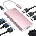 USB C Docking Station Dual Monitor Adapter for Dell HP Laptop Docking Station 3 Monitors Quadruple Display USB C Hub Dongle to 4K HDMI+DisplayPort+VGA3 USB2.0100W PD 8 in 1 Thunderbolt Dock
