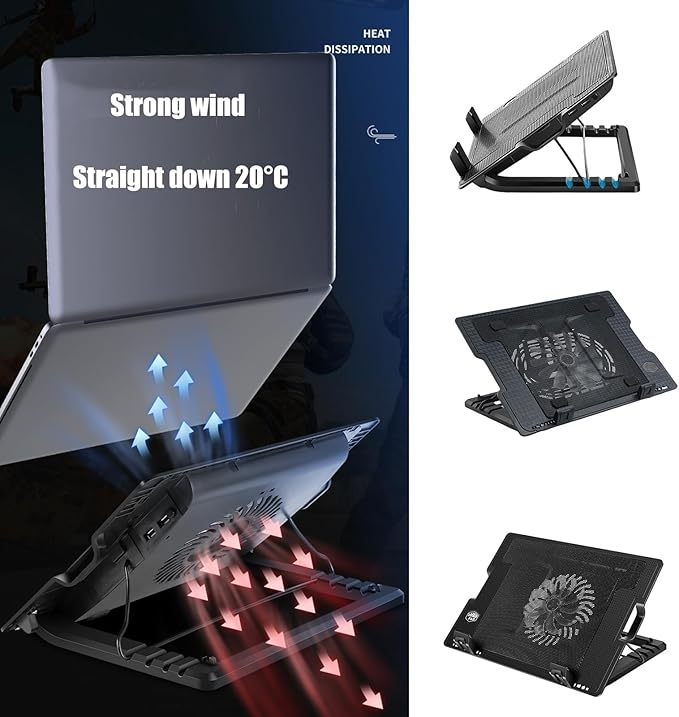 Laptop Cooling Pad Gaming Laptop Coolers Laptop Cooling Stand Adjustable 2 Port USB for 11inch-18inch Laptops Notebook