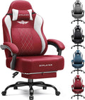 GTPLAYER Big and Tall Gaming Chair Breathable Fabric Computer Chair with Strong Lumbar Support Comfortable Office Chairs with Pocket Spring Cushion High Back Ergonomic Desk Chairs with Footrest