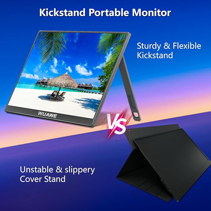 WUAWE 16 Portable Monitor for Laptop 1920x1200P Plug&ampPlay USB-C HDMI IPS HDR Freesync Gaming Monitor External Monitor for PC Mac Phone PS5 Switch(Silver)