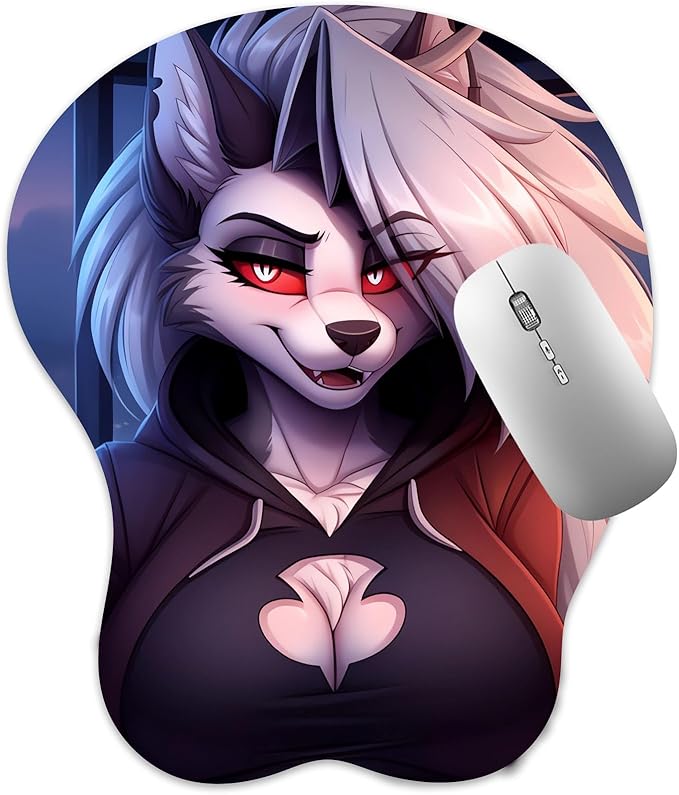 Oppai Mouse pad with Wrist Support Ergonomic 3D Mousepad Rest Gel Anime Manga Kawaii Wrist Pads Pain Relief and Easy Typing Gaming Notebook Computer Home Office (Loonaa 11)
