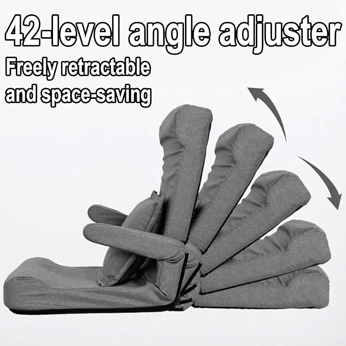 Floor Gaming Chair Filled with High-Density Sponge Folding Lazy Sofa Sleeper Bed with 1 Pillow Backrest with 42-Level Angle Adjustment for Living Room Bedroom(Gray)