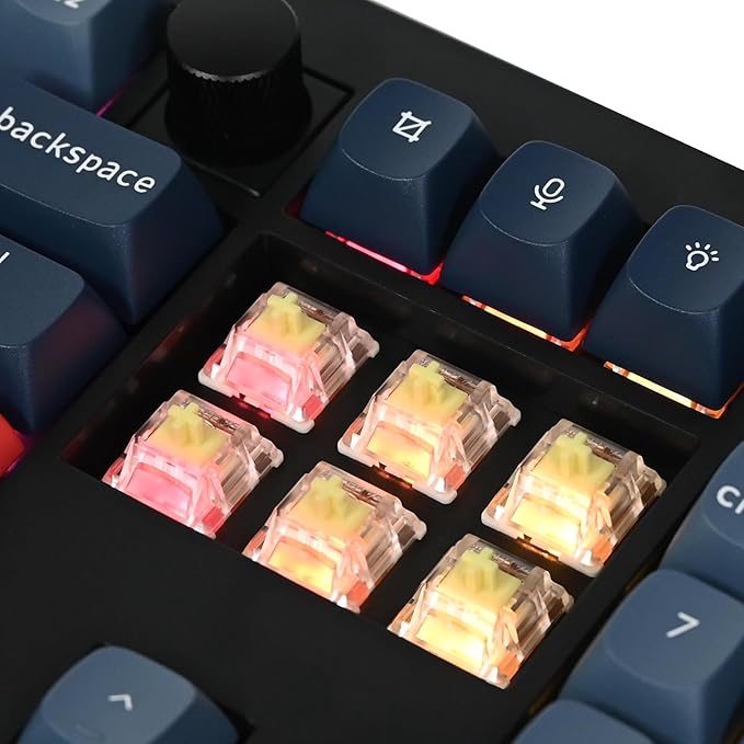 Keychron V6 Max Wireless Custom Mechanical Keyboard 2.4 GHz Bluetooth QMK Full-Size Layout RGB with Hot-swappable Gateron Banana Switch Compatible with Mac Windows Linux