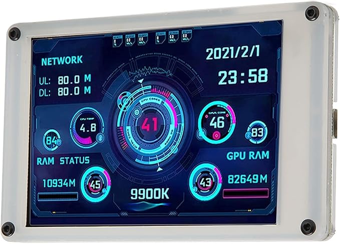 3.5 inch IPS USB Mini Screen PC Sensor Panel Display PC Sensor Panel for GPU RAM Time Dimmable Theme Editor Auto Off Dual USB Port Computer CPU Monitor Screen