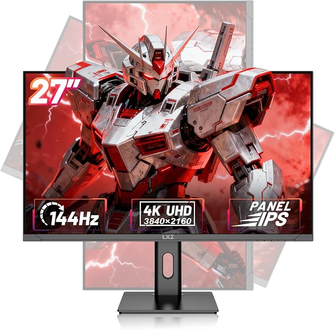 LXZ Gaming Monitor 27 inch 144hz Monitor 3840 * 2160P IPS Display Eye Care DP/HDMI Wall Mount Compatible - Black