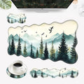 Desk Mat Mouse Pad with Wrist Rest 4-in-1 Large Mouse Pads for Desk Ergonomic Mouse Pad and Keyboard Wrist Rest Gaming Keyboard Mat for OfficeMisty Forest and Mountain