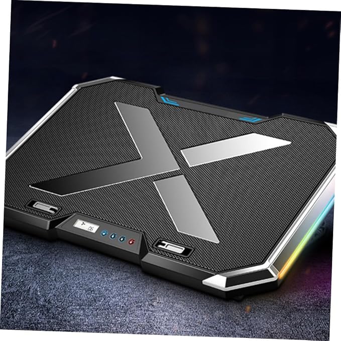 Uonlytech RGB Laptop Cooling Pad Touch Control Adjustable Height Colorful Lighting for Gaming and Work Quiet Fan Compatible Laptop Sizes