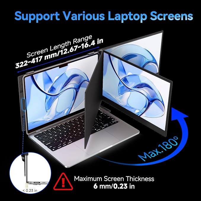Laptop Screen Extender 15.3 16:10 IPS 100% sRGB Portable Travel Monitor for Laptop FHD 1200P External Display Screen Dual Screen Attachment Plug &amp Play for Mac Windows