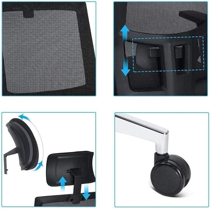 Ergonomic Office Gaming Chair with Adjustable Headrest &amp Lumbar Support Mesh Back Swivel Computer Chair Black