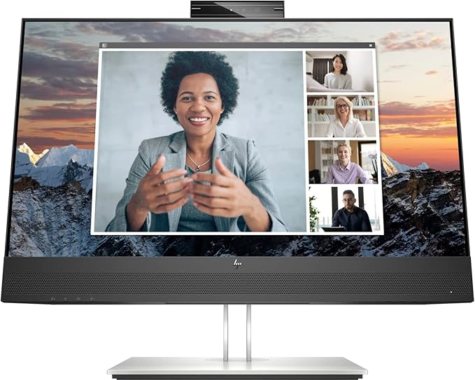 HP E24m G4 Full HD 23.8 Inch USB-C Conferencing Monitor 5ms 75Hz IPS Integrated Speaker Webcam 5MP Auto Focus VESA Mountable Adjustable Height Tilt Swivel Pivot Horizontal Viewing Angle (Renewed)