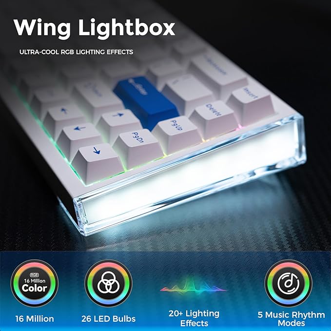 DAREU COOL68 60% Wired Gaming Keyboard Rapid Trigger Magnetic Switch Keyboard with 8000Hz Polling Rate Adjustable Actuation 0.1ms Latency SOCD Gasket Mount Hot swappable RGB Light