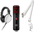 Rode XDM-100 USB Dynamic Microphone with White PSA1+ Desk-Mounted Broadcast Microphone Boom Arm and White NTH-100 Professional Over-Ear Headphones
