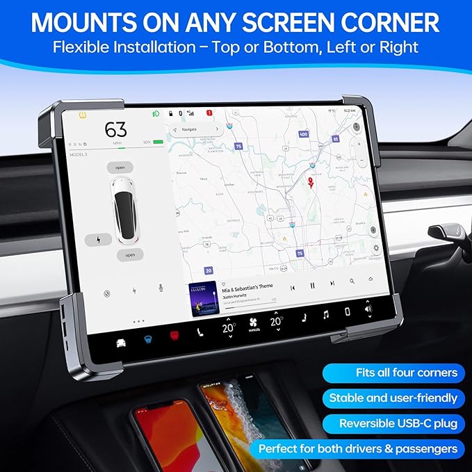 USB Hub for Tesla Model Y Juniper 2025 2026 Model 3 Highland 2024 2025 Glove Box to Screen Docking Station Glovebox USB 3.0 Expander for Dashcam Flash Drive Charging Data Transfer Game Music