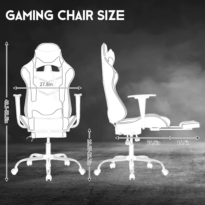 BLKMTY Gaming Chair Reclining Computer Chair with Footrest and Lumbar Support Height Adjustable Game Chairs with Swivel Seat and Headrest for Home Office or Gaming (Pink)