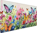 Butterfly Floral Garden Mouse PadDesk MatLarge Waterproof Non-Slip Rubber Mousepad with Stitched Edges Office Home Computer Desk Accessories35.4X15.7