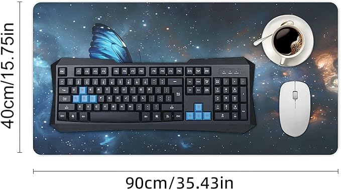 XXL Gaming Mouse Pad Animal Galaxy Butterflies XXL Gaming Mouse Pad Large Desk Mat Protector for Desktop Anti-Slip Rubber Extended Computer Keyboard Mat Writing Pad 15.7 * 35.4 inB-1768