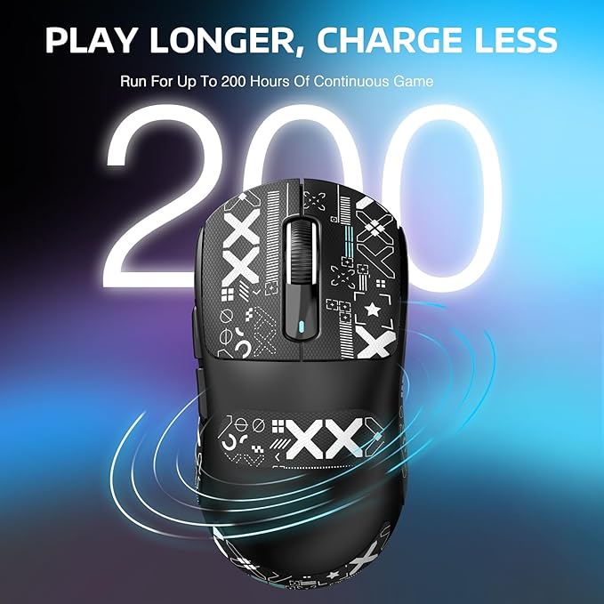 MANBASNAKE Attack Shark X3 Wireless Gaming Mouse 49g Lightweight Triple Mode Ergonomic Computer Mouse PAW3395 26K DPI Sensor 200h Battery Life Griptape Programmable Buttons for PC/Laptop/Mac/Win