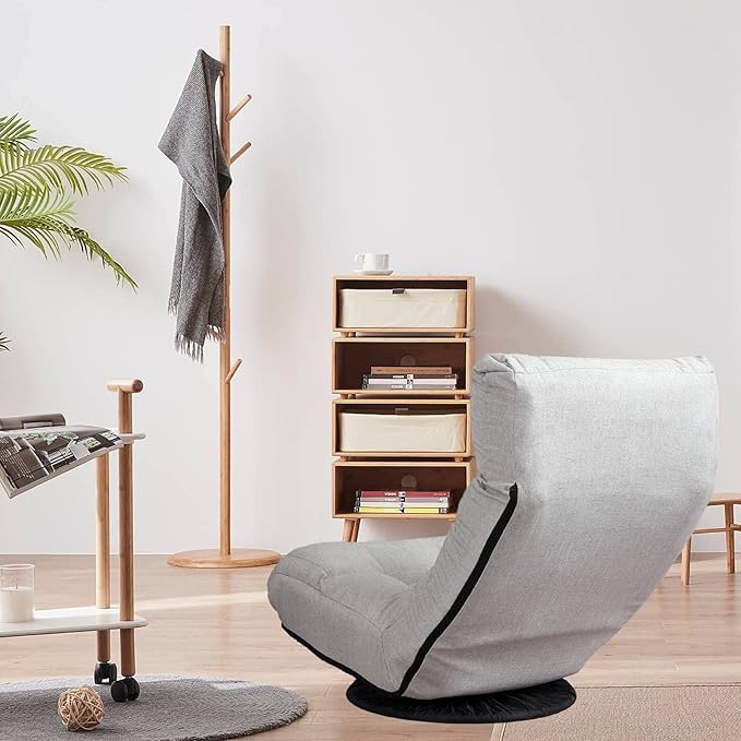 High Back Folding Floor Gaming Chair w/Footstool360 Degree Swivel Single Recliner Leisure Chair